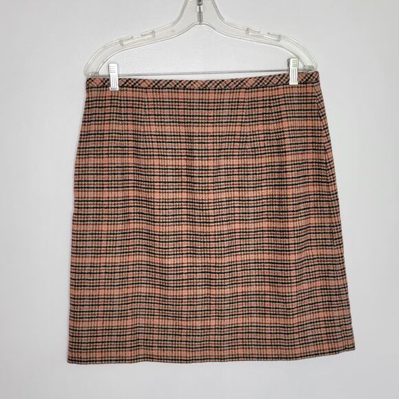 Talbots Recycled Wool Skirt Pink Plaid A-Line Fall Winter Women 10 - Picture 4 of 12